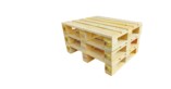 Heat-treated wooden pallet compliant with ISPM-15 regulations.