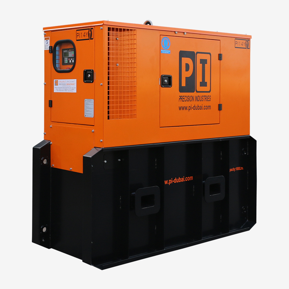 A PRECISION INDUSTRIES Telecom Diesel Generator (TDG) set with an orange and black casing, designed for backup and continuous power supply.