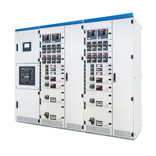 Low Voltage Panel with multiple compartments, featuring Air Circuit Breakers and control switches.