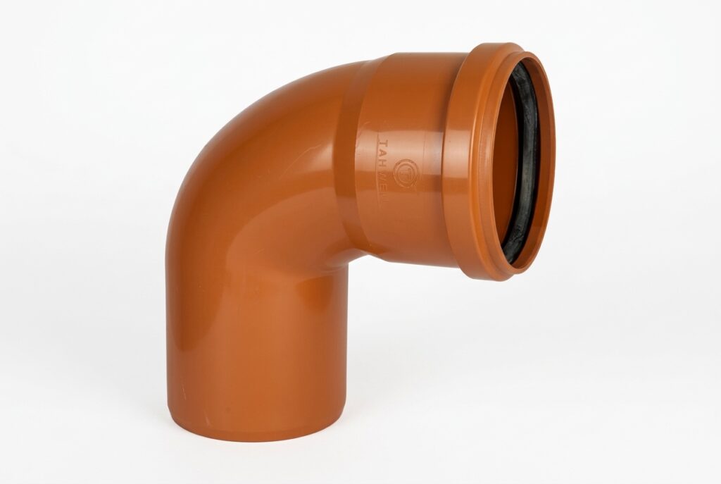 كوع زاوية 90 برتقالي ربر- 160 ملم – Elbow 90 Degree Golden Brown 160 MM