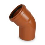 كوع فاتح زاوية 45 برتقالي ربر- 160ملم - UPVC Elbow 45° 160mm Ring Rubber Golden Brown