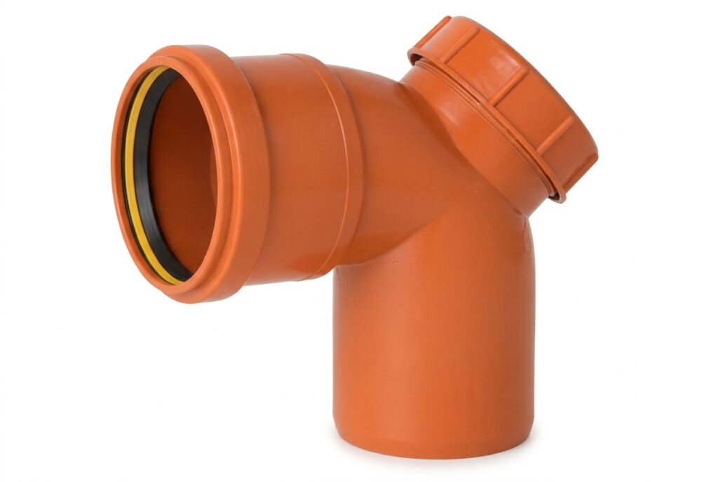 كوع بجوان 75مم 87.5° بباب كشف – Elbow with access cap 87.5D 75 mm -Golden Brown