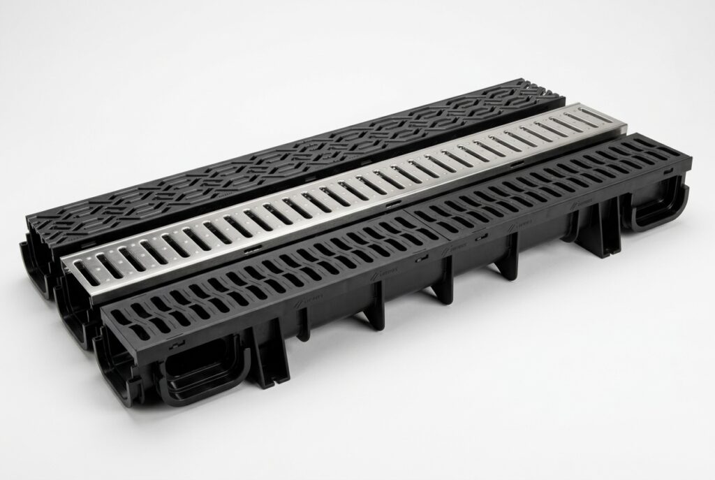 مجرى مائى 10سم بطول 1متر بغطاء بلاستيك – Water Channel 10cm*1m with PP Cover