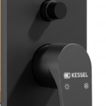 غطاء خلاط دفن مربع أسود2مخرج - SS KESSEL T - Concealed Mixer Square Cover Black – 2 Outlets