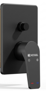 غطاء خلاط دفن مربع أسود2مخرج – SS KESSEL T – Concealed Mixer Square Cover Black – 2 Outlets